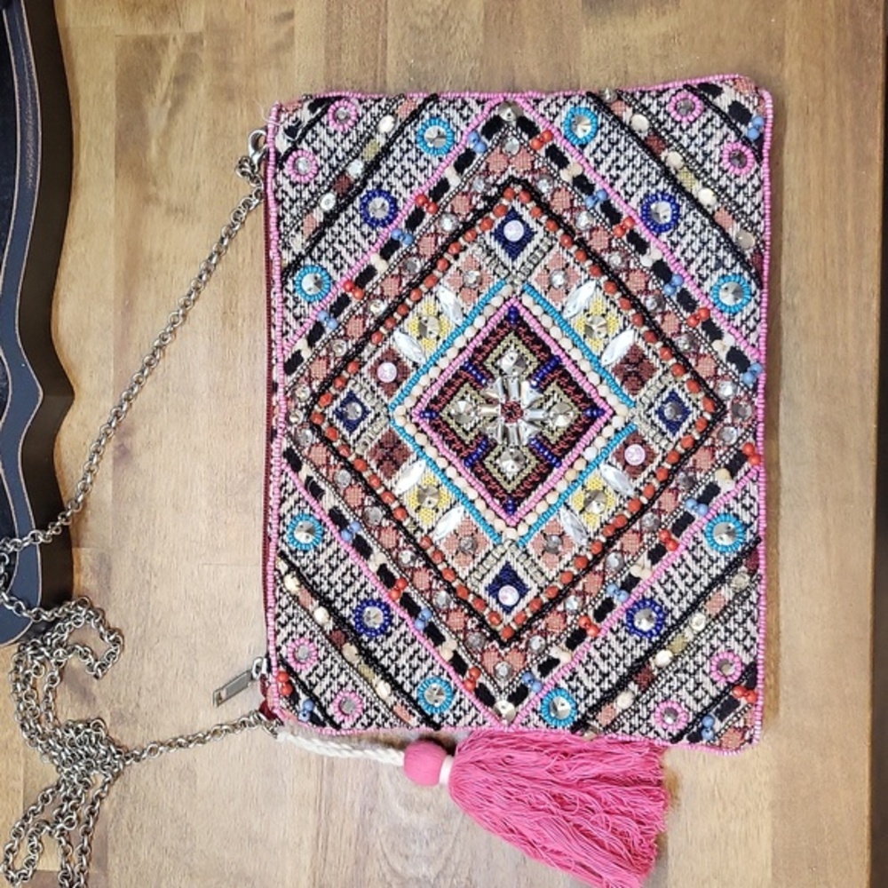 La Sera by Franchie Beaded Tapestry Clutch Crossbody Purse Bag